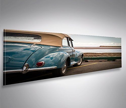 islandburner Bild Bilder auf Leinwand Cabrio am Meer Retro Style Oldtimer Panorama XXL Poster Leinwa