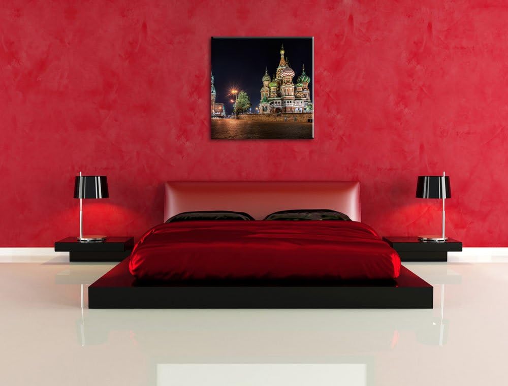 Pixxprint Basilius Kathedrale in Moskau als Leinwandbild | Grösse: 70x70 cm | Wandbild| Kunstdruck |