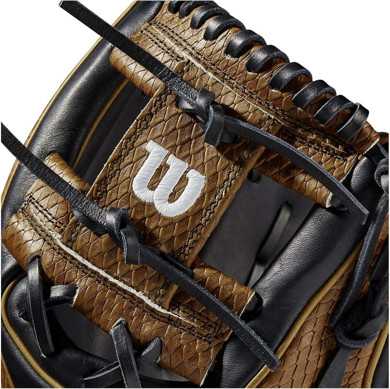 Wilson A2K Baseballhandschuh-Serie Rechte Hand Wurf Innenfeld Standardhandschuh, 29,2 cm, Schwarz/Sa