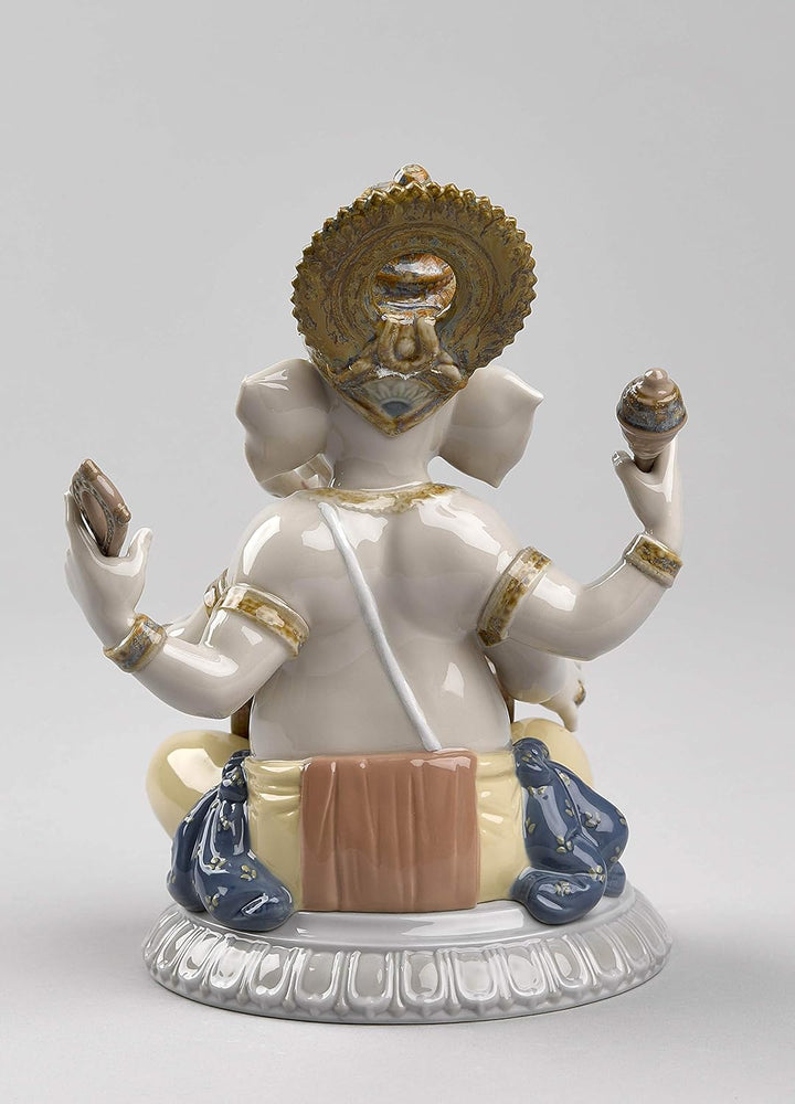 LLADRÓ Figur Ganesha Mit Mridangam. Ganesha. Porzellan.