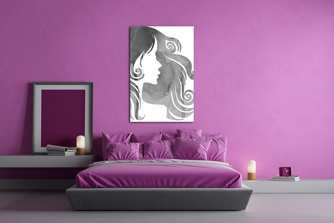 deyoli Bewegende Frauenkopf Illustration Effekt: Schwarz/Weiss im Format: 80x60 als Leinwandbild, Mo
