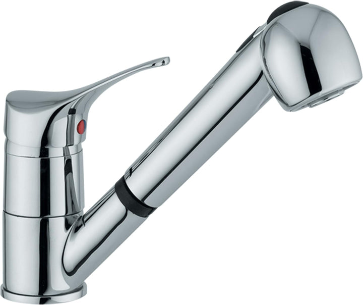Ambrosiana SEI14080000 Armatur für Spülbecken mit ausziehbarer Handbrause mit 2 Strahlarten, Chrom