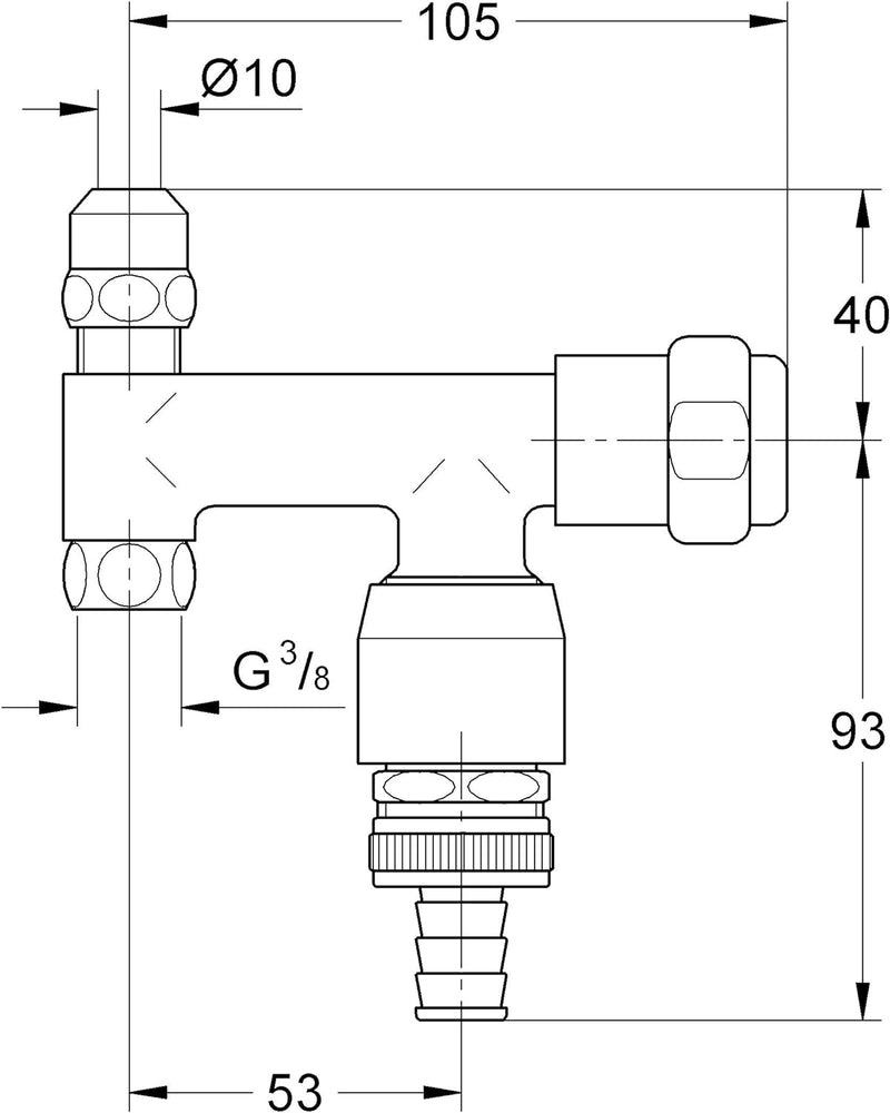 GROHE Original WAS - Ventil "Eckfix" (3/8", Eigensicher gegen Rückfliessen, mit Rohrbelüfter), chrom