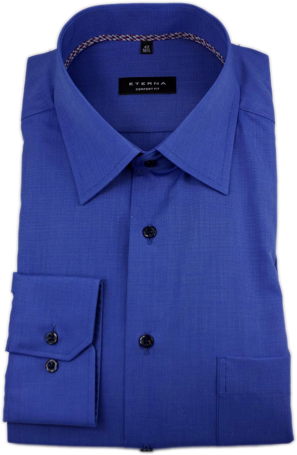 eterna Herren Langarm Business Hemd Comfort Fit Fil à Fil Basic-Kent-Kragen Unifarben 3072.E18E (Mit