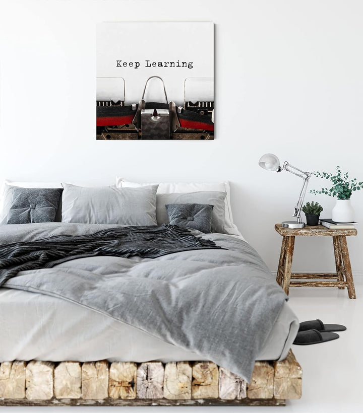 Pixxprint Keep lerning! Motivaton als Leinwandbild Quadratisch| Grösse: 60x60 cm | Wandbild | Kunstd