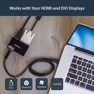 StarTech.com USB 3.0 auf HDMI / DVI Adapter - Max. Bildauflösung 2048x1152 - Externe Video und Grafi