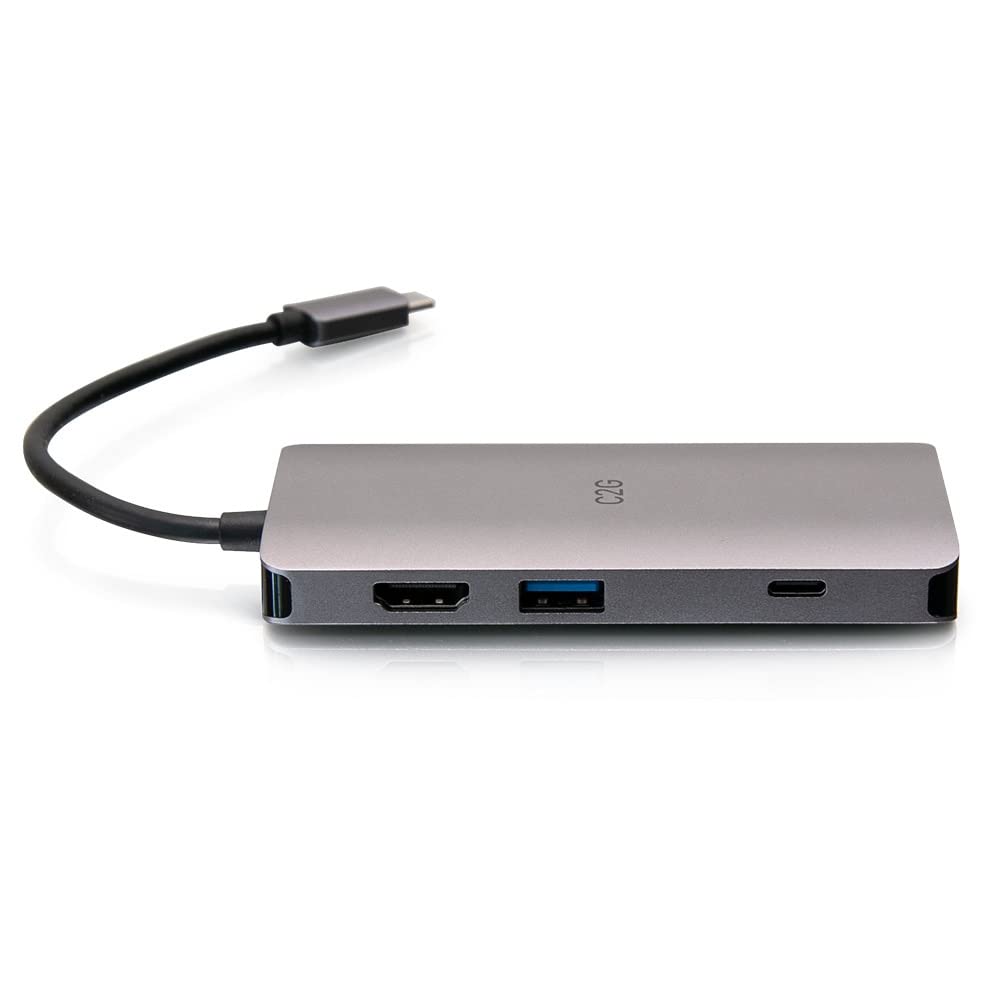 C2G USB-C 8-in-1 Mini-Dockingstation mit HDMI, 2x USB-A, Ethernet, SD-Kartenleser und USB-C-Ladefunk