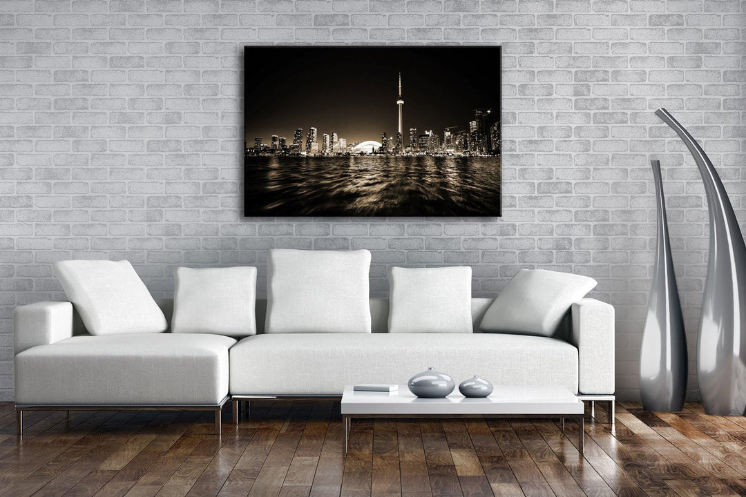 deyoli farbenfrohe Küste von Toronto Format: 80x60 Effekt: Sepia als Leinwand, Motiv fertig gerahmt