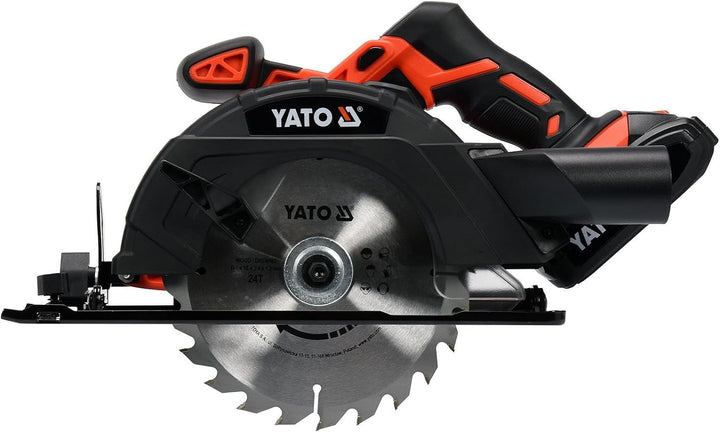 YATO Profi AKKU Handkreissäge 18V | 2,0 Ah Li-Ion Akku | Schnellladegerät | Staubsaugeradapter | Säg