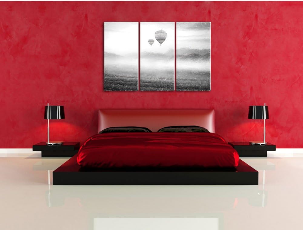 Pixxprint Heissluftballon Landschaft als Leinwandbild/Grösse: 3 Teilig (120x80 cm) cm/Wandbild/Kunst