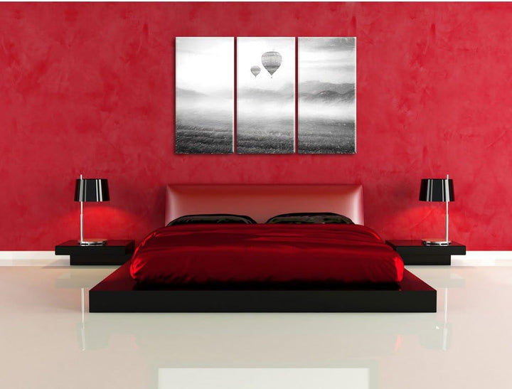 Pixxprint Heissluftballon Landschaft als Leinwandbild/Grösse: 3 Teilig (120x80 cm) cm/Wandbild/Kunst