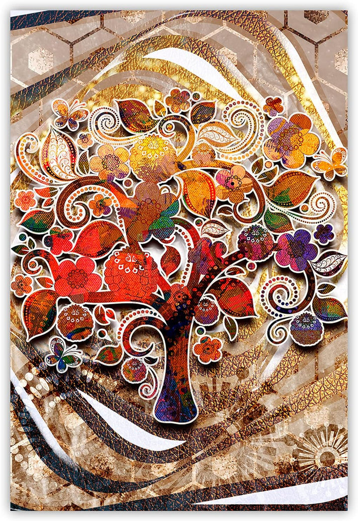 Feeby Vlies Leinwandbild Gustav Klimt Moderner Stil Lebensbaum Gemälde 60x90 cm Druckbild Wandbild W