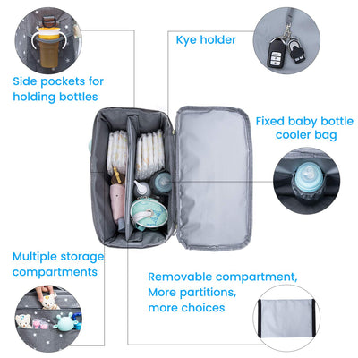 Orzbow Kinderwagen Organizer Gross,22 L Grosser Wickeltasche Organizer mit Getränkehaltern, Schulter