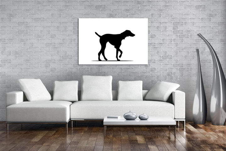 deyoli Hund beim spazieren Format: 80x60 Effekt: Schwarz&Weiss als Leinwandbild, Motiv fertig gerahm