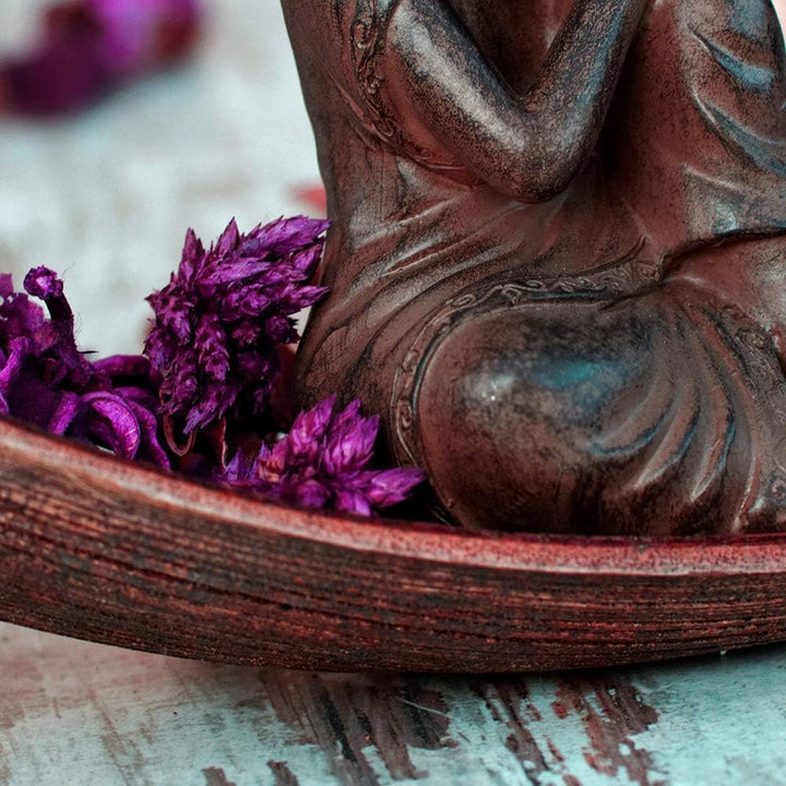 Feeby Bilder Buddha 200x100 cm Leinwandbild 5 Teilig XXL Kunstdruck modern Blumen violett Leinwandbi