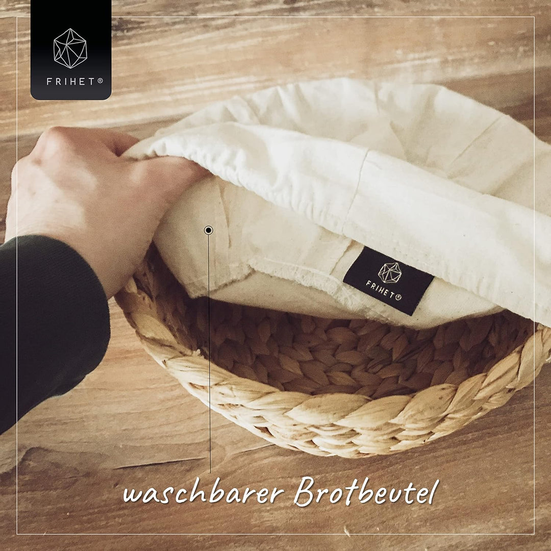 FRIHET Brotkorb Obstkorb geflochten Wasserhyazinthe 2er Set