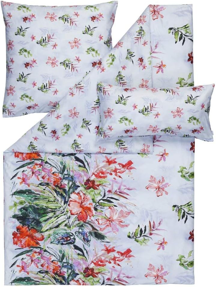 ESTELLA Mako Satin Bettwäsche Sarah bleu 1 Bettbezug 155 x 220 cm + je 1 Kissenbezug 80 x 80 cm + 40