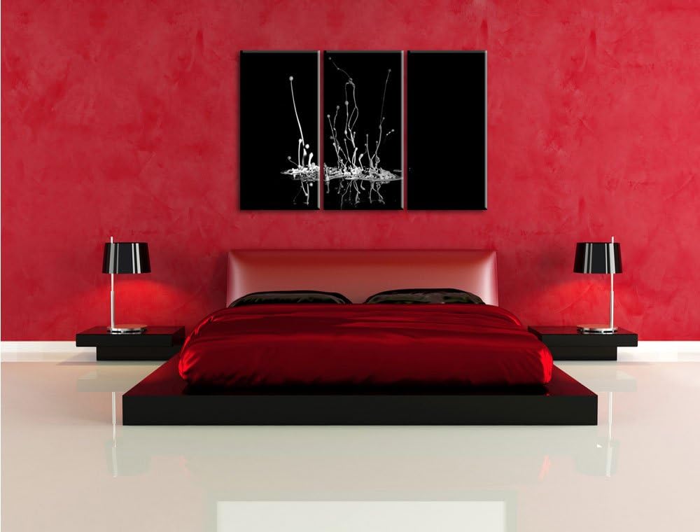 Pixxprint Dark Farbspritzer als Leinwandbild/Grösse: 3 Teilig (120x80) / Wandbild/Kunstdruck/fertig