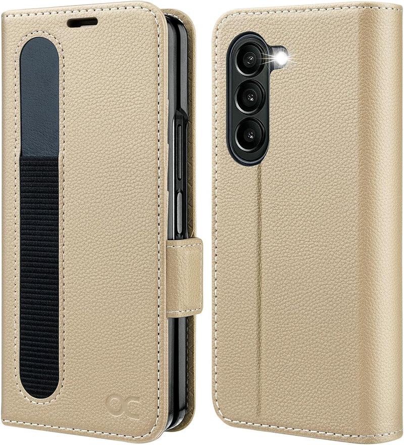 OCASE Hülle Samsung Galaxy Z Fold 5 5G Handyhülle mit [S Pen Halter] [Grenzschutz] [Premium PU Leder