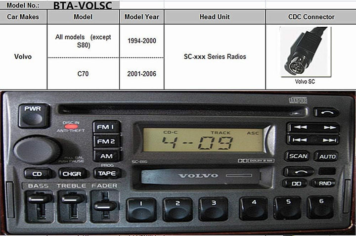 Volvo-Bluetooth-Adapter, digitaler Auto-Stereo-AUX-Adapter, Freisprecheinrichtung, mit Aufladung und
