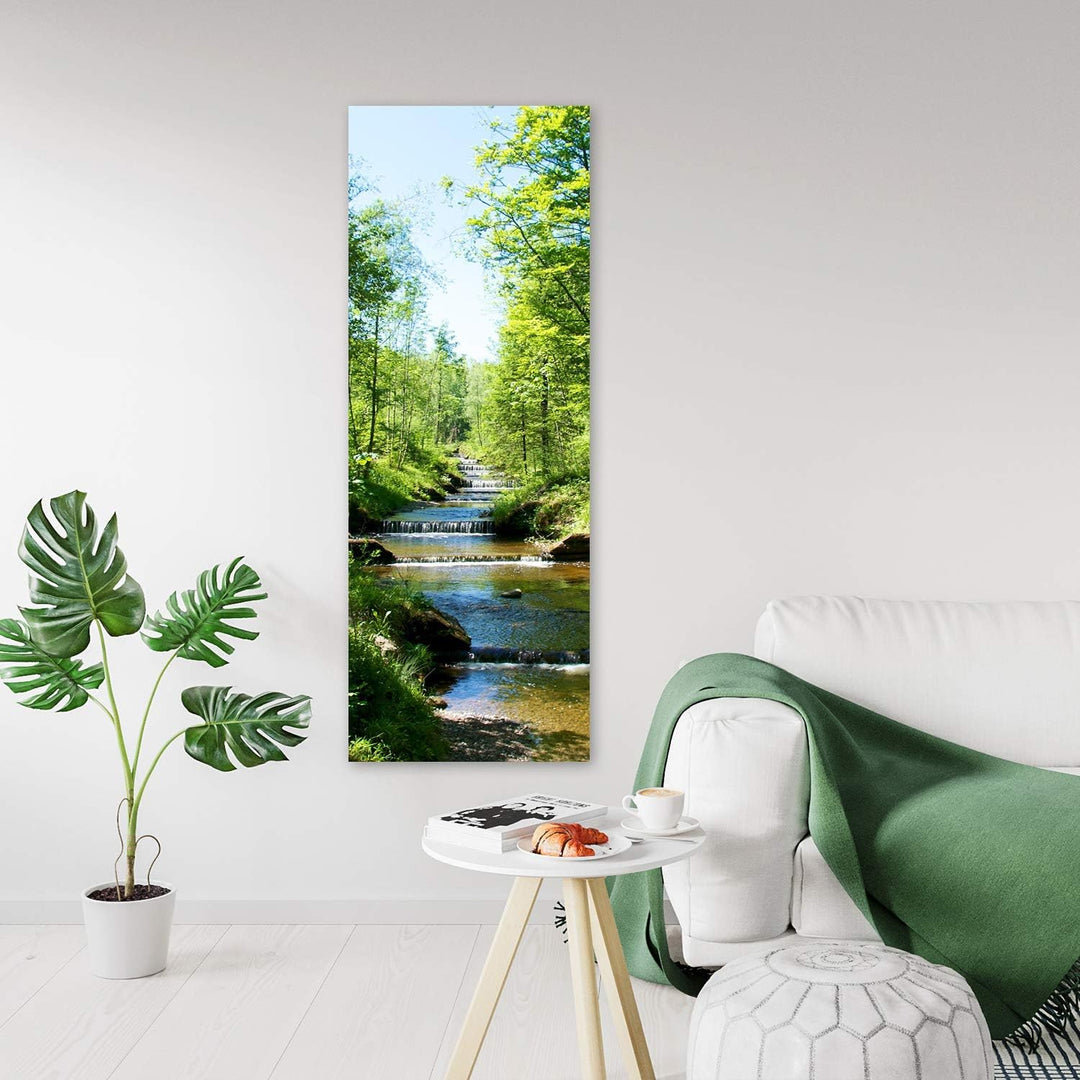 Wandbild Landschaft Modern Deko Kunst Bilder Fluss Grün 40x100 cm M14617 40x100 cm, M14617 40x100 cm