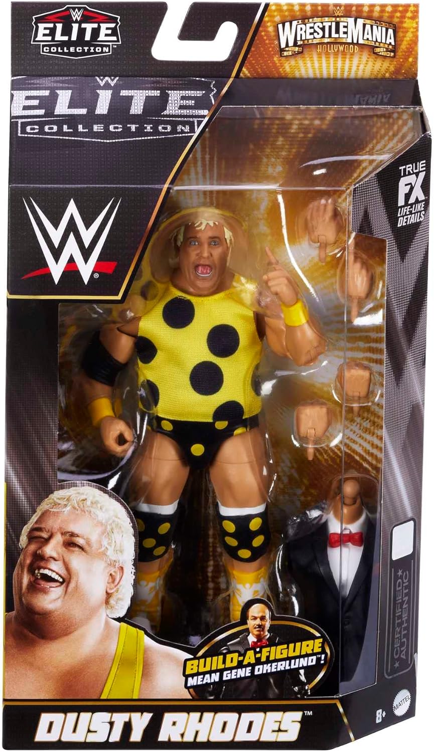 WWE HKP11 - Elite WrestleMania Dusty Rhodes Actionfigur, bewegliches WWE Sammlerstück mit Zubehör, S