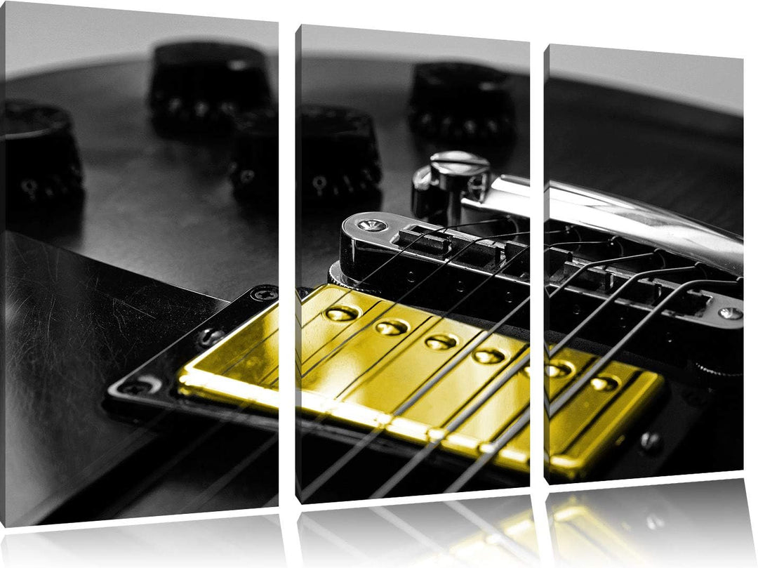 E-Gitarre mit Tonreglern schwarz/weiss 3-Teiler Leinwandbild 120x80 Bild auf Leinwand, XXL riesige B