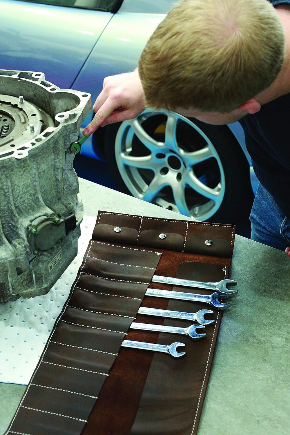 Gunson 77168 Werkzeugrolle aus Leder, antikes Finish, 15 Taschen, braun