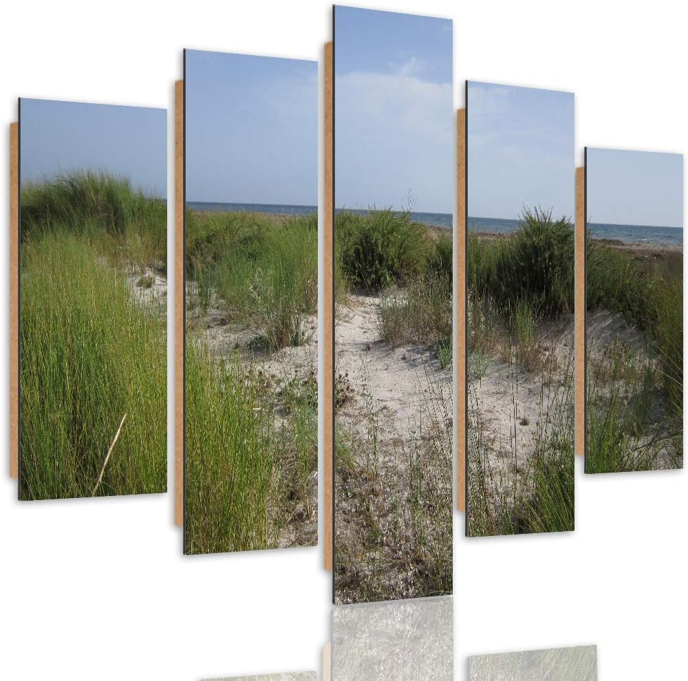 Feeby Deco Bild 5 Teilig Natur Wanddekoration Strand Dünen See Himmel bunt 150x100 cm Deco panel 150