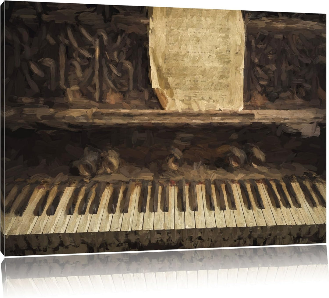 Pixxprint Klavier mit Notenblatt als Leinwandbild/Grösse: 100x70 cm/Wandbild/Kunstdruck/fertig bespa