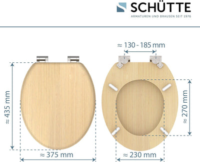 SCHÜTTE WC-Sitz NATRUAL mit Absenkautomatik aus Holz | Toilettensitz mit Klodeckel | Holzkern Toilet