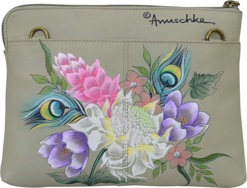 Anuschka Handbemalte 3-in-1 Clutch aus echtem Leder Regal Peacock, Regal Peacock