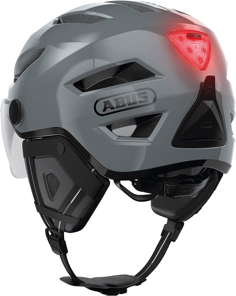 ABUS Stadthelm Pedelec 2.0 ACE - Fahrradhelm mit Rücklicht, Visier, Regenhaube, Ohrenschutz - für Da