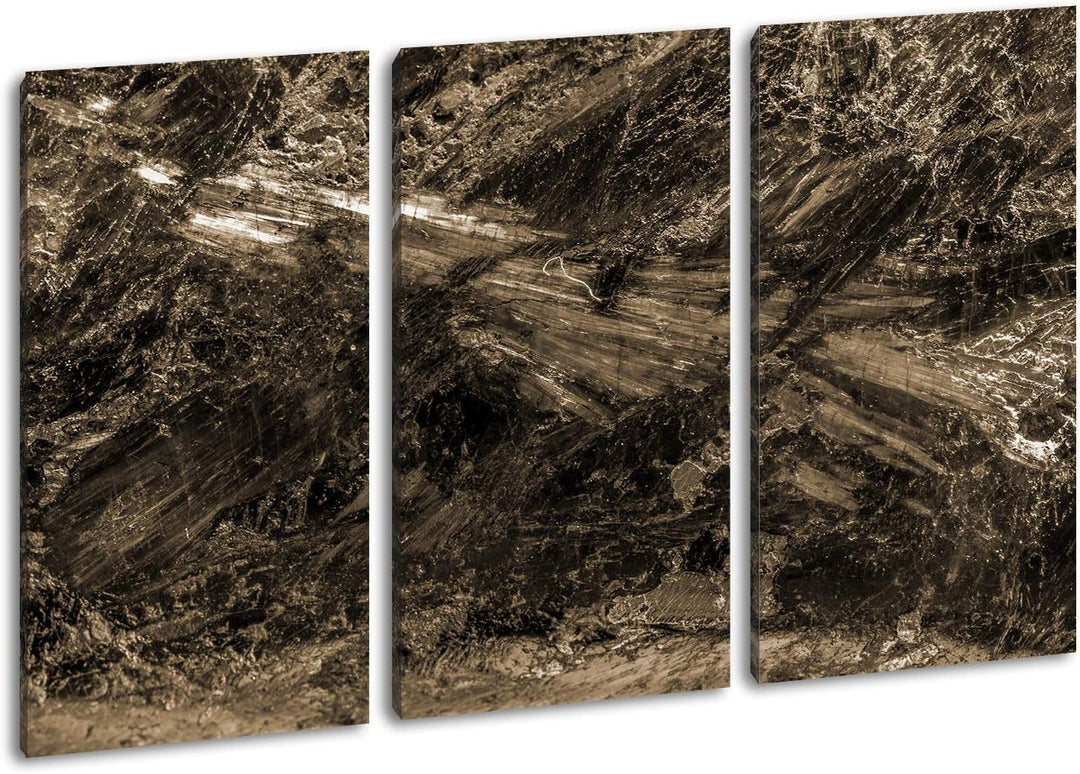 in der Natur gefundener Kristall Format: 3-teilig 120x80 Effekt: Sepia als Leinwand, Motiv fertig ge