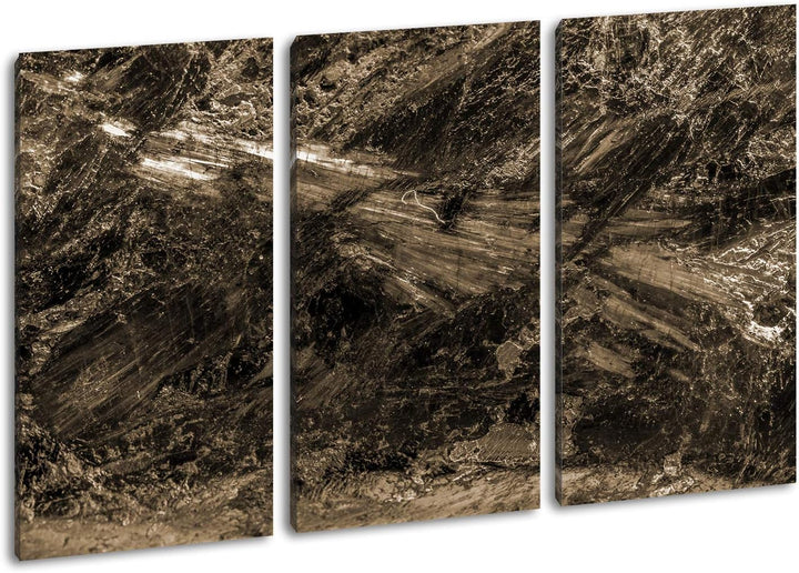in der Natur gefundener Kristall Format: 3-teilig 120x80 Effekt: Sepia als Leinwand, Motiv fertig ge