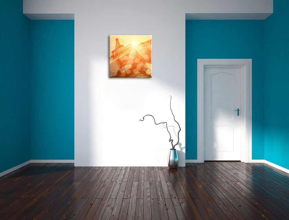 Pixxprint Der Eiffelturm im Sonnenschein, Format: 70x70 auf Leinwand, 70x70