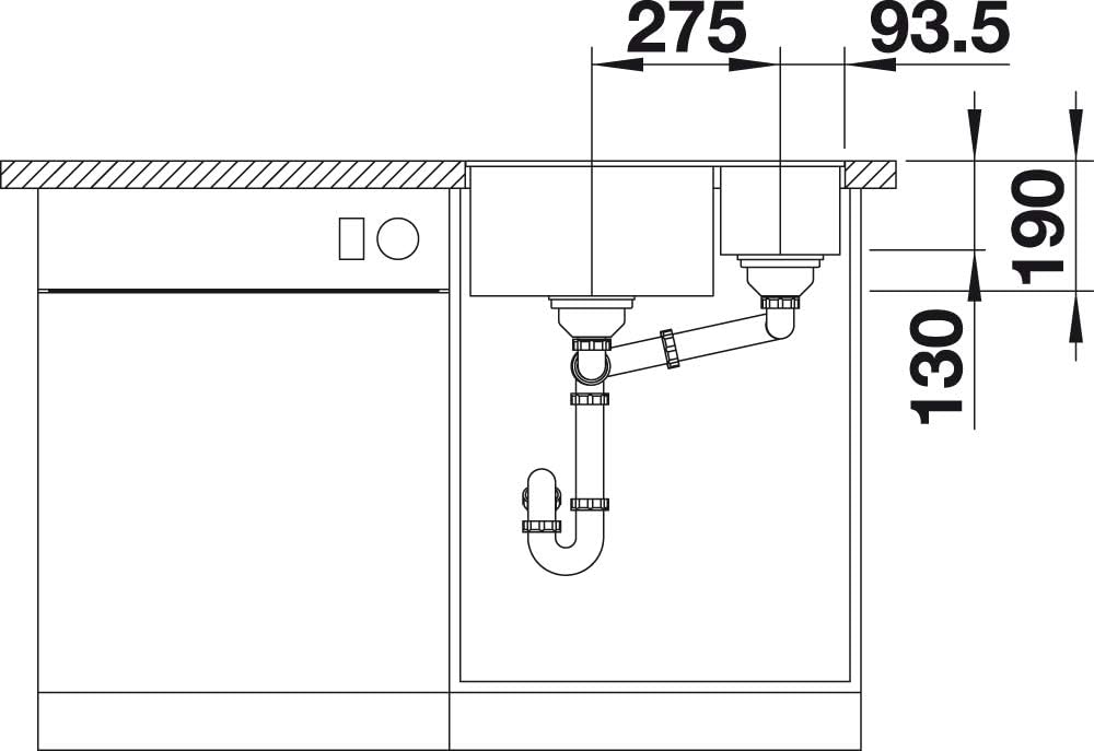 BLANCO SUBLINE 340/160-F | SILGRANIT weiss | Einbauart: Flächenbündig | Hauptbecken links | ohne Abl