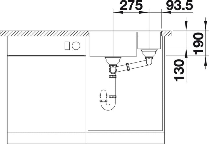 BLANCO SUBLINE 340/160-F | SILGRANIT weiss | Einbauart: Flächenbündig | Hauptbecken links | ohne Abl