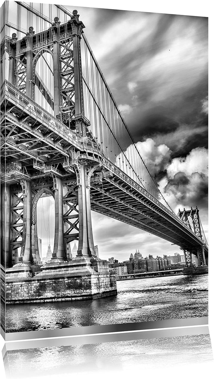 Pixxprint Manhattan Bridge New York / 100x70cm Leinwandbild bespannt auf Holzrahmen/Wandbild Kunstdr