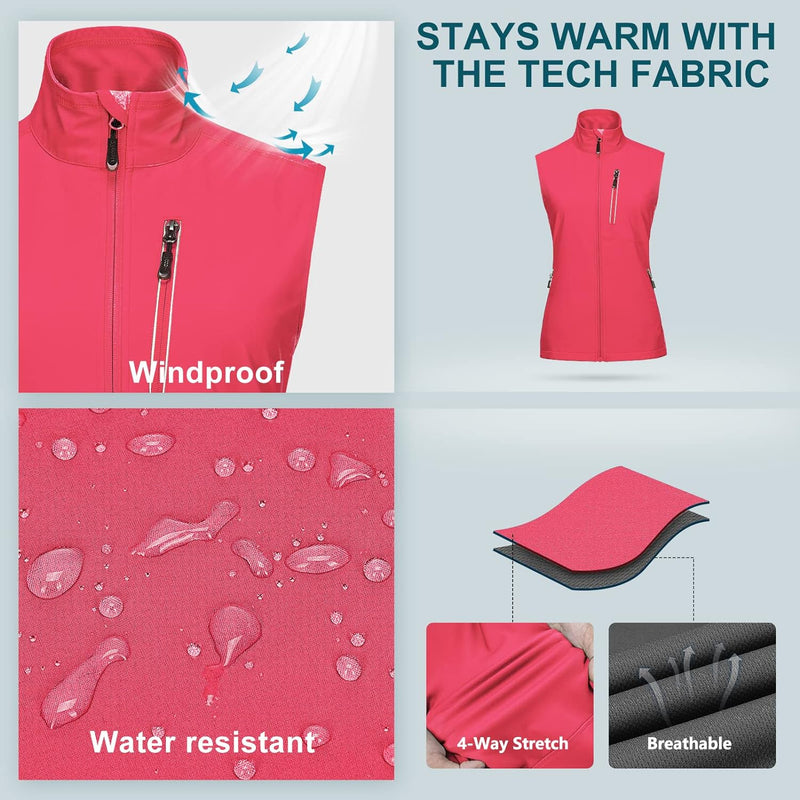 33,000ft Damen Leichte Laufweste Outdoor Softshell Weste Frau Ärmellose Jacke Winddichte Wasserdicht