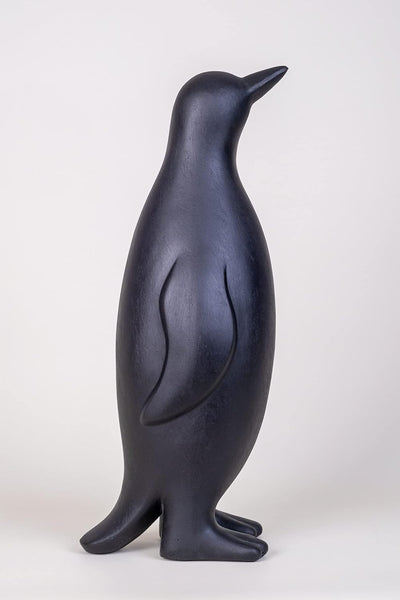 IDYL Moderne Skulptur Figur Sandsteinguss Pinguin | wetterfest | schwarz | 18x16x48 cm | Dekorations