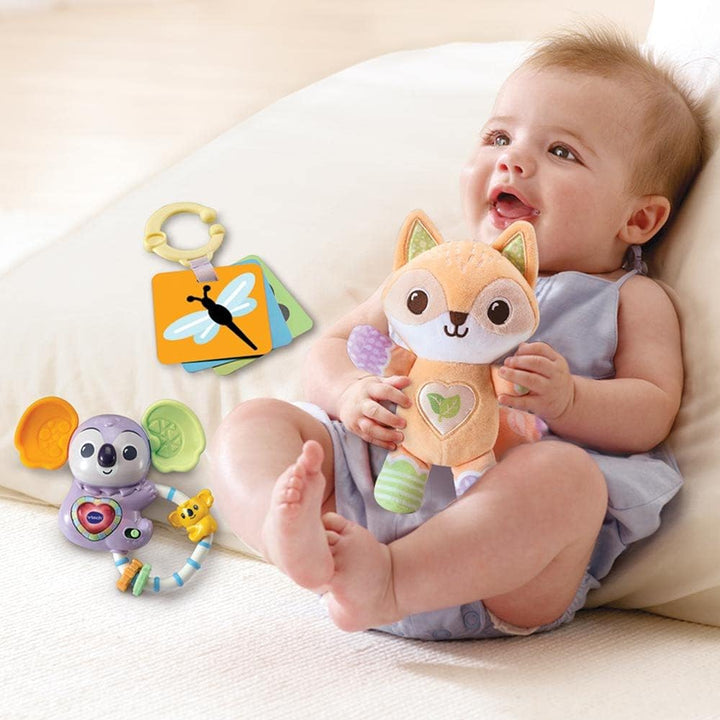 VTech - Set zur Geburt erste Entdeckungen, erstes Spielzeug für Babys, Kuscheltier Fuchs aus Plüsch,