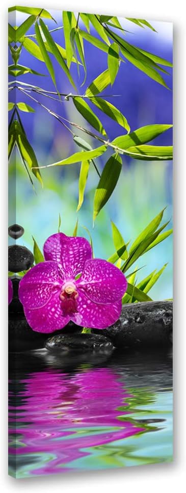 Feeby Bild auf Leinwand Orchidee Kunstdruck modern Blume Violett 30x90 cm Leinwandbild 30x90 cm Viol