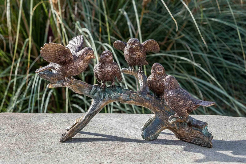 IDYL Bronze-Skulptur Vogel auf AST | 19x19x29 cm | Tierfigur aus Bronze handgefertigt | Gartenskulpt
