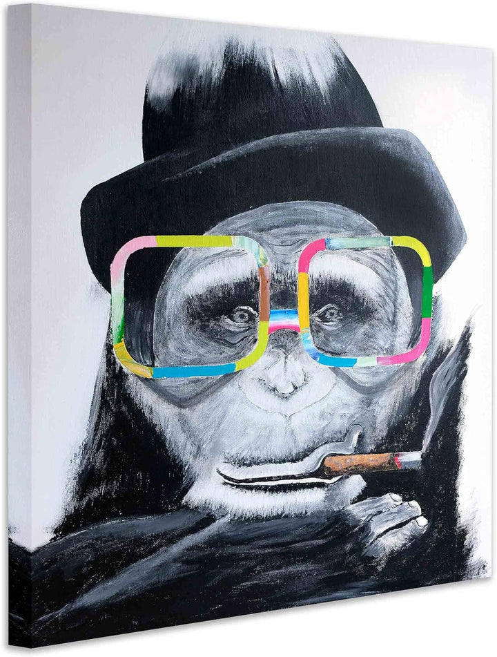 Kunstbruder Banksy Bilder Leinwand Affen Monkey Schimpansen I Leinwandbilder von Tieren Affen Motive