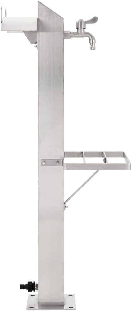 yorten Quadratisch Garten-Wassersäule Edelstahl mit Wasserhahn Wasserzapfsäule mit Einer Diagonalsch