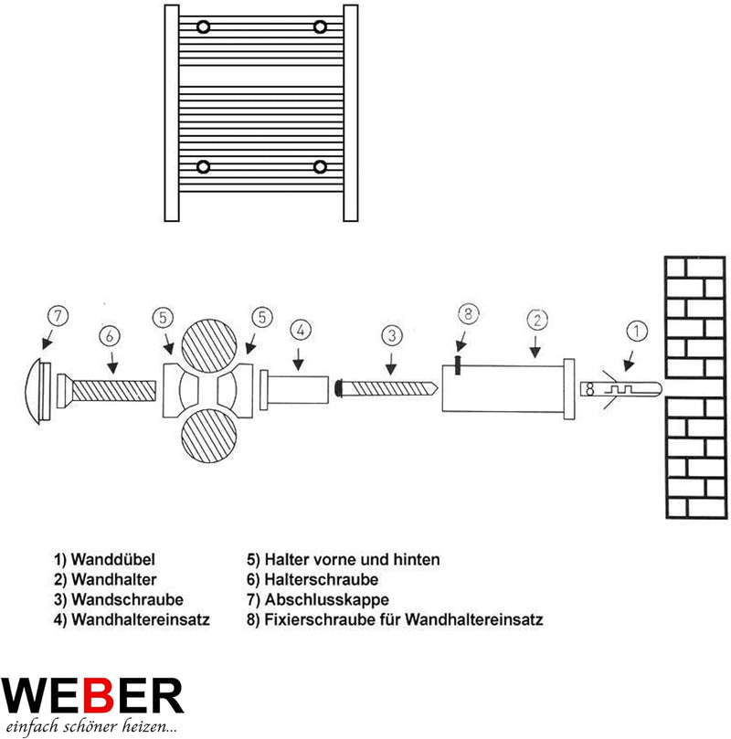 Badheizkörper Heizung Badezimmer Heizkörper alle Grössen Weiss/Anthrazit WEBER (40x140cm anthrazit),