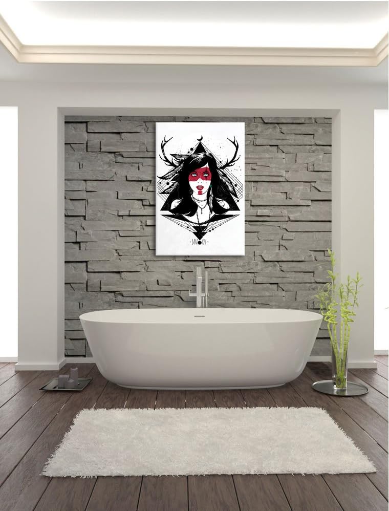 Pixxprint Indian White Bild auf Leinwand, XXL riesige Bilder fertig gerahmt mit Keilrahmen, Kunstdru