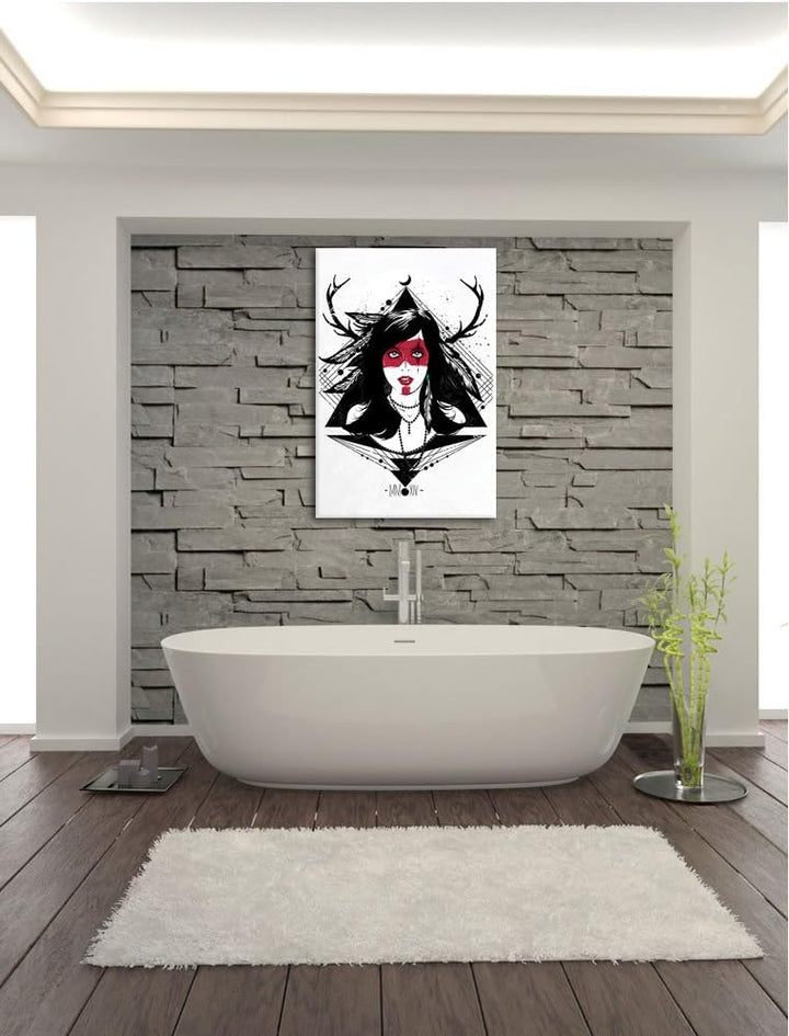 Pixxprint Indian White Bild auf Leinwand, XXL riesige Bilder fertig gerahmt mit Keilrahmen, Kunstdru