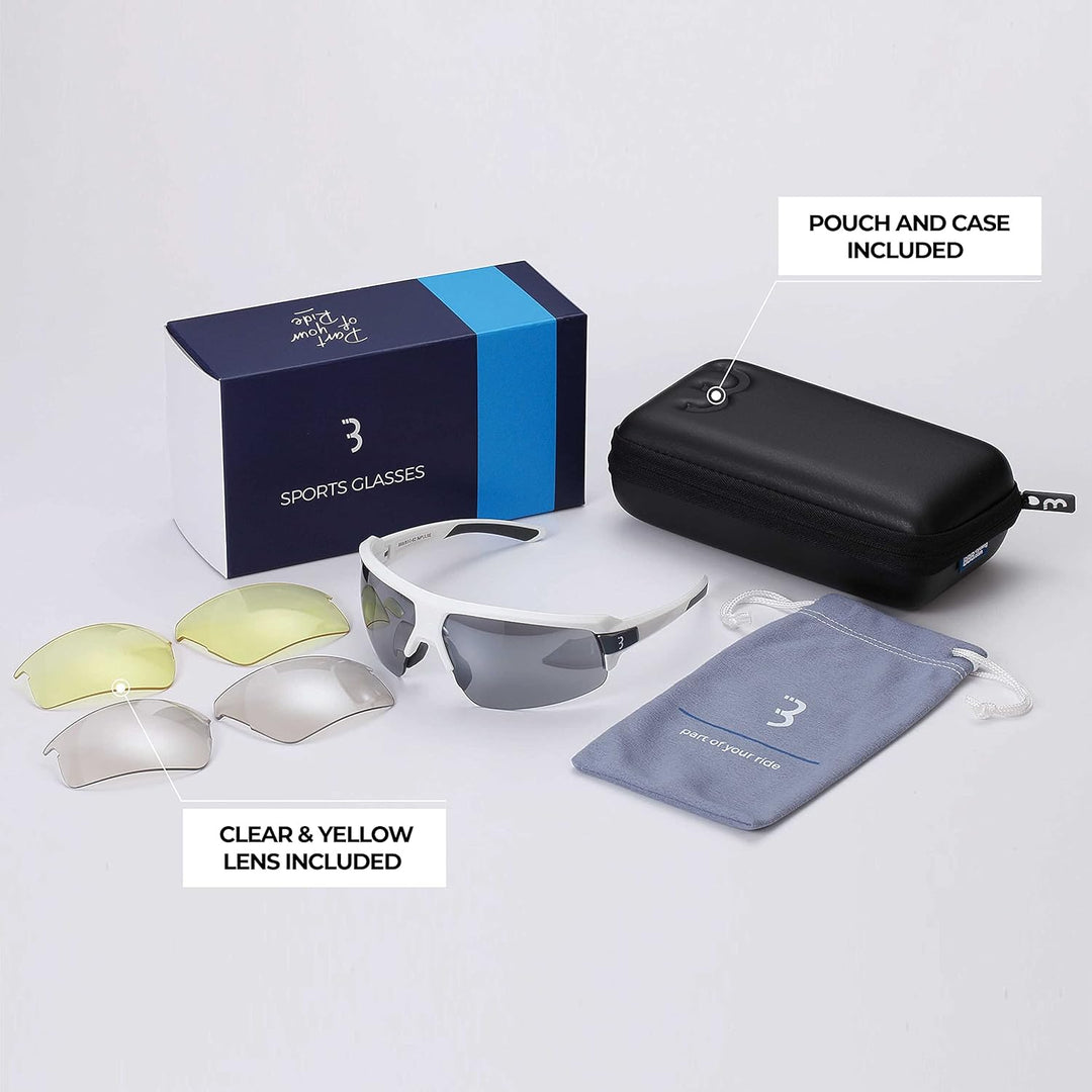 BBB Cycling Fahrradbrille Herren und Damen Sportbrille Sonnenbrille Radsport mit drei Wechselgläsern
